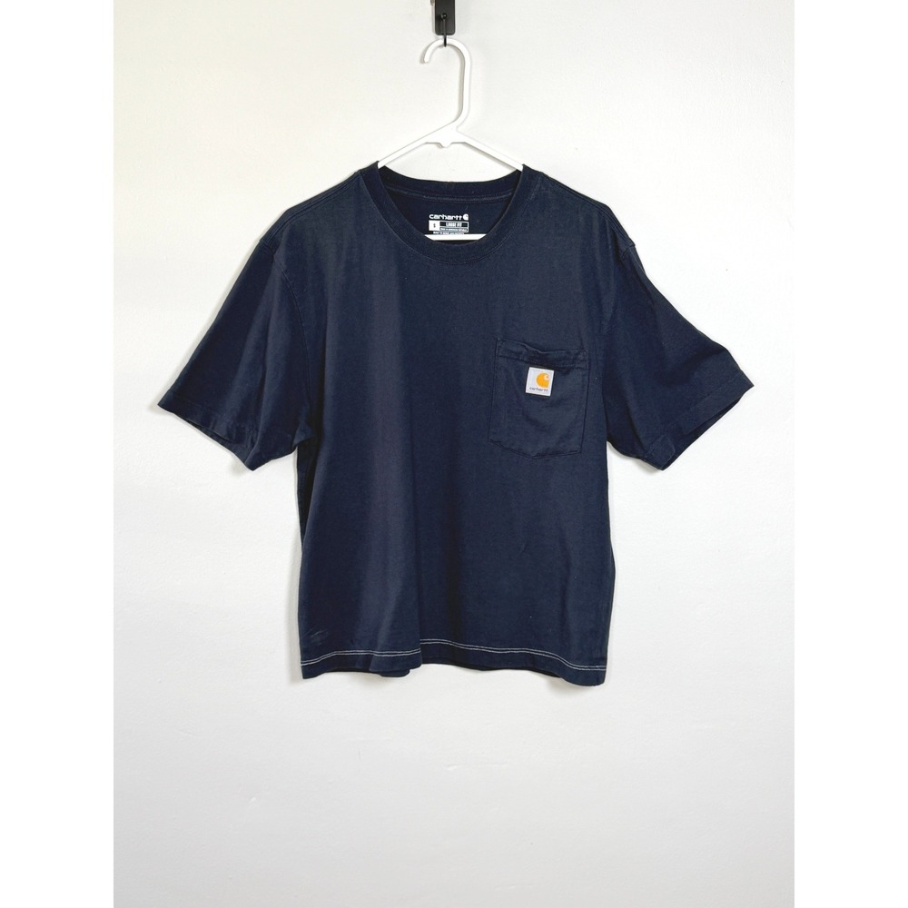 Carhartt Pocket T-Shirt Men S Navy Blue Workwear Loose Fit Cotton Tee Streetwear